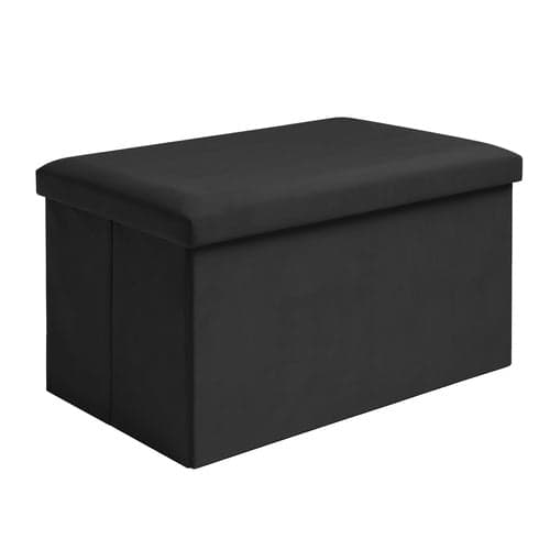 Förvaringspuff sammet svart 54 l 60x30x30 cm vikbar vattenavvisande
