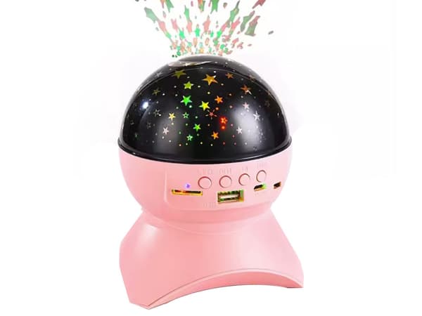 Stjerneprojektor LED med Bluetooth-højttaler rosa 11x13 cm