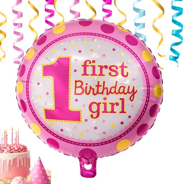 Folieballon tal 1 First Birthday 45 cm, tilfældig farve, 1 stk