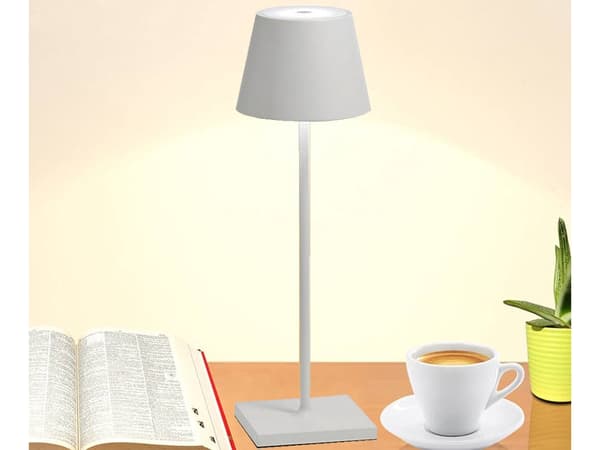Sengebordslampe LED touch dæmpbar 3 lysindstillinger hvid 38 cm USB-C