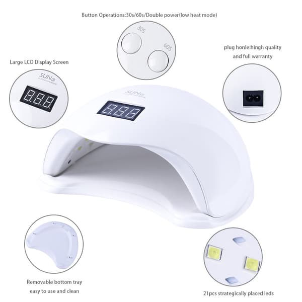 UV/LED neglelampe 48W med sensor og timer 10/30/60s hvid White