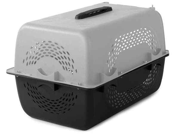 Transportbur hund/katt/smådjur plast 48x30x32 cm grå