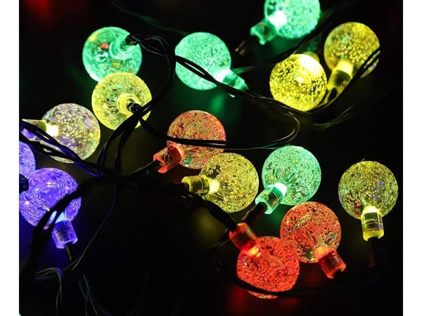 Solcelledrevet lyskæde 20 LED multicolor 4,5 m, 8 lysindstillinger