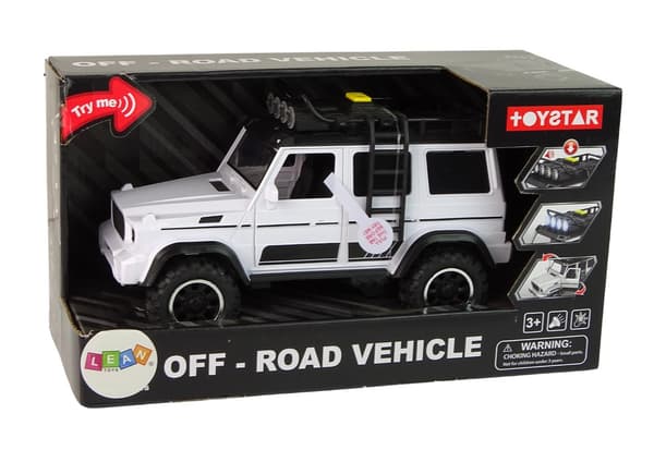 Offroad-legetøjsbil med friktionsdrift, lys & lyd hvid 23 cm 3+ år