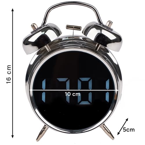 Digital väckarklocka retro LED-display ljudaktivering silver/vit