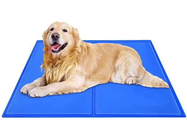 Kølemåtte til hund og kat med kølegel 50x90 cm blå polyester