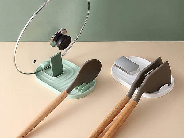 Bestikholder og lågholder plast hvid til 4 skeer 18 cm