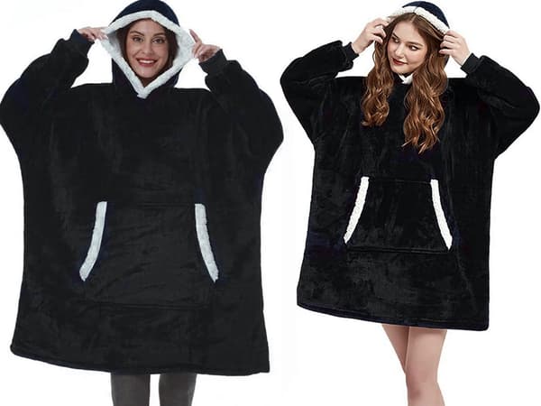 Fleecehuppari teddyvuori musta one size oversize XXL