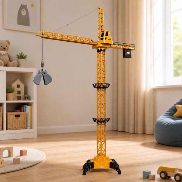 Fjernstyret byggekran 71 cm med kablet kontrol 4 kanaler 360°
