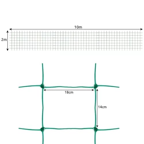 Växtstöd nät för klätterväxter PP grön 2x10 m maska 14x18 cm
