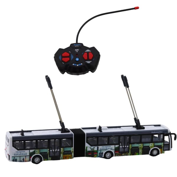 Fjernstyret bybus 36 cm med LED-lys, 27 MHz, USB-opladning