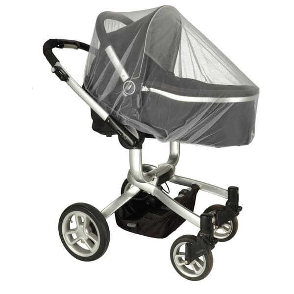 Myggnät till barnvagn universell 140 cm resår grå polyester grå