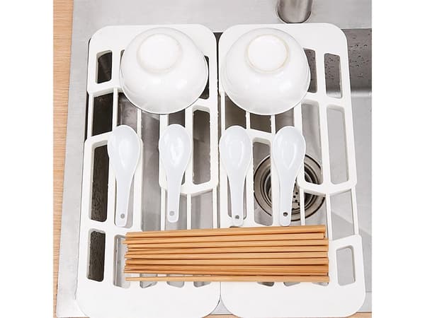 Teleskopisk opvaskebakke til vask plast hvid 33–43 x 17 cm