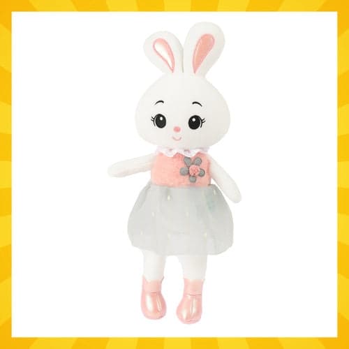 Mjuk kanin gosedjur 45 cm vit/rosa, polyester, 3+