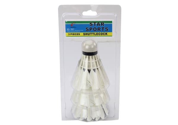Sulkapallofjäderpallo 3-pack luonnollisilla sulilla CE EN71