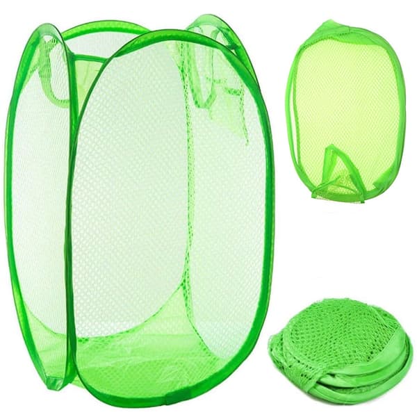 Sammenfoldelig opbevaringskurv i mesh 40 L grøn 47x26x26 cm