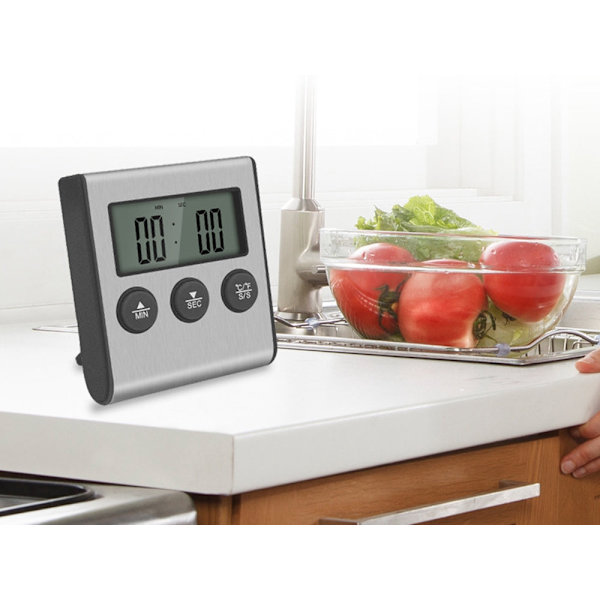 Digital stektermometer med sond 15 cm, LCD, timer, -25 till 250°C