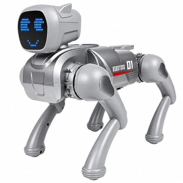 AI robothund leksak silver med fjärrkontroll röststyrning Bluetooth-app