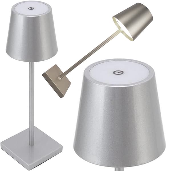Bordslampa LED touch dimbar 3 ljuslägen silver 38 cm USB-C