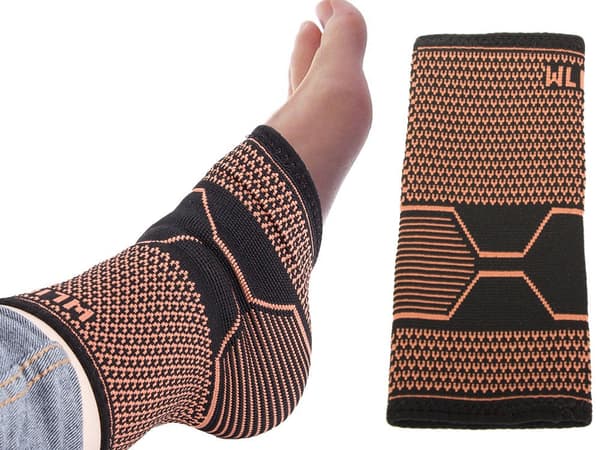 Ankelstøtte elastisk kompression 22–24 cm sort/orange
