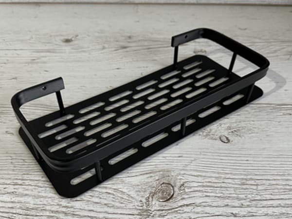 Væghylde metal sort 40x13x4 cm med selvklæbende montering
