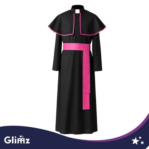 Biskopsdräkt vuxen XL/XXL set med lång kappa, cape med krage, bälte