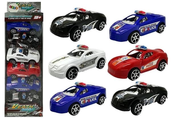 Poliisiautot 6-pack muovia 9,5 cm EN71