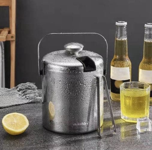 Iskøler i rustfrit stål 1,3 l med låg, si, barske og tang