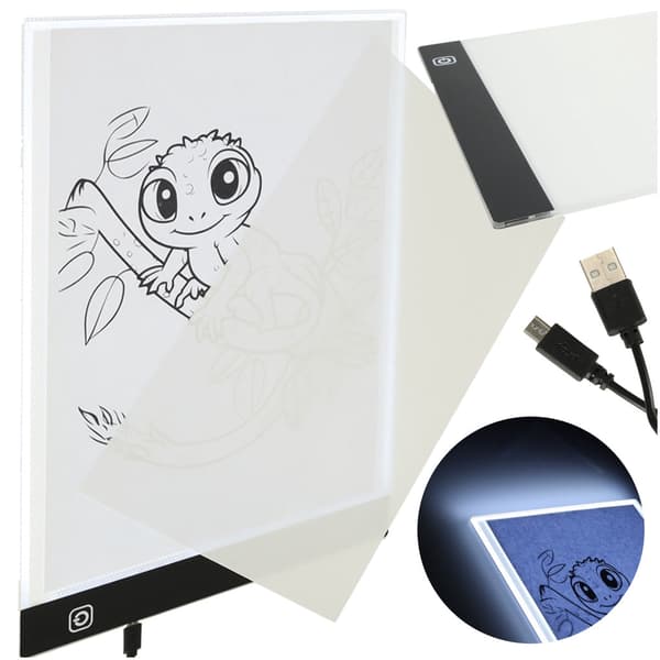 A4 lysbord LED-tegneplade 3 lysindstillinger USB, 33,5x23,5 cm