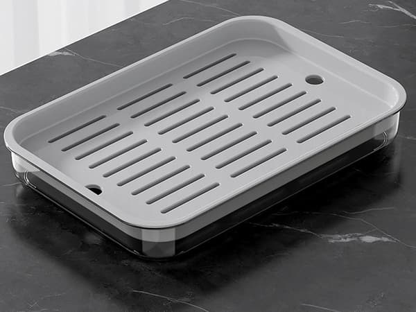 Opvaskebakke med afløbsindsats plast 37x24,5 cm grå/hvid mix
