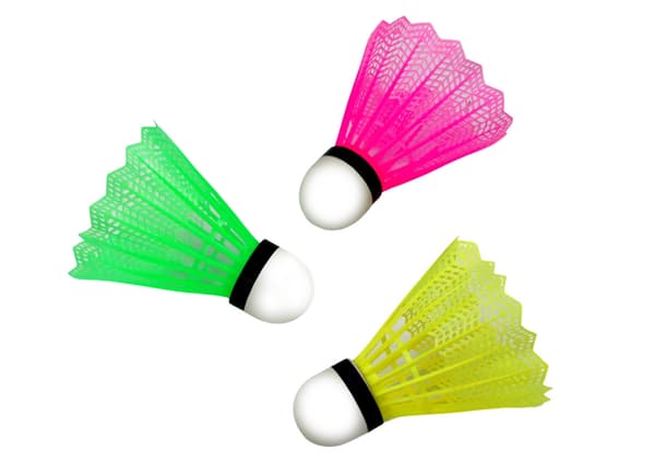 Badmintonbollar fjäder 3-pack rosa/grön/gul CE EN71