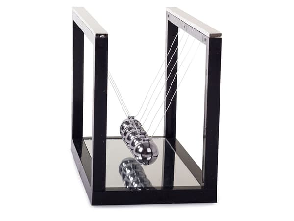 Newtons pendul 5 kugler med spejlbase 15 cm