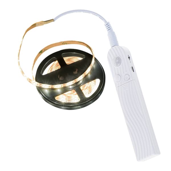 LED-remsa 2 m varmvit med rörelse- och skymningssensor, batteri/USB