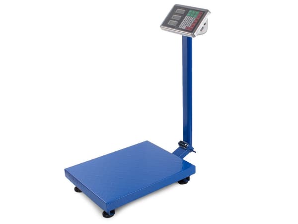 Plattformvåg 300 kg med LCD-display, vågplatta 40x50 cm, blå
