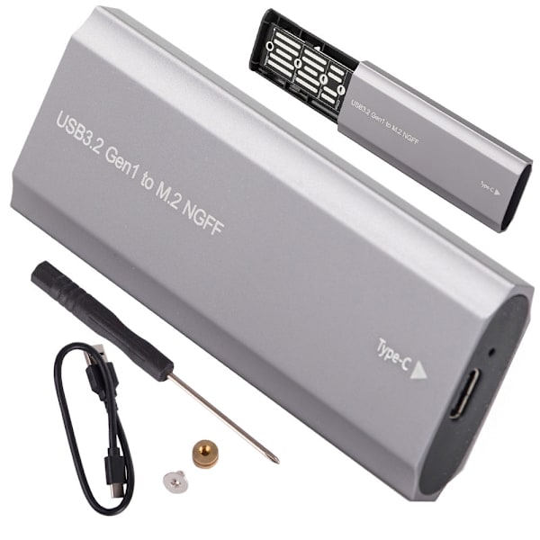 M.2 SATA NGFF SSD-adapterbox USB 3.1/USB-C 2230-2280 silver