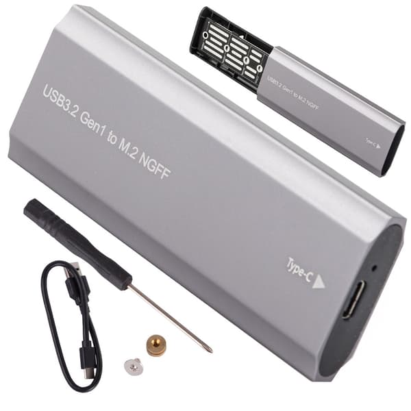 M.2 SATA NGFF SSD-adapterikotelo USB 3.1/USB-C 2230-2280 hopea