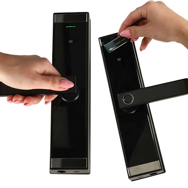 Elektronisk dørlås sort med fingeraftryk kode RFID nøgle app Tuya