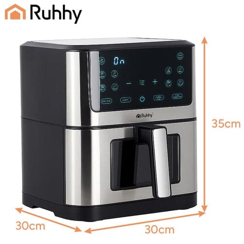 Airfryer varmluftsfriture 8L 1800W 10 programmer LED-touch sort/sølv
