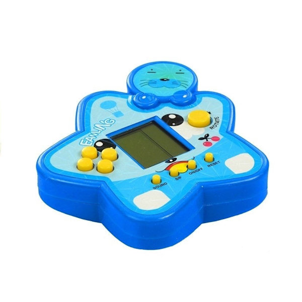 Elektroniskt Tetris-spel handhållet 11 cm, blå, 2xAA (ingår ej)