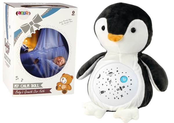 Interaktiv pingvin bamse 26 cm med lys og melodier dag/nat