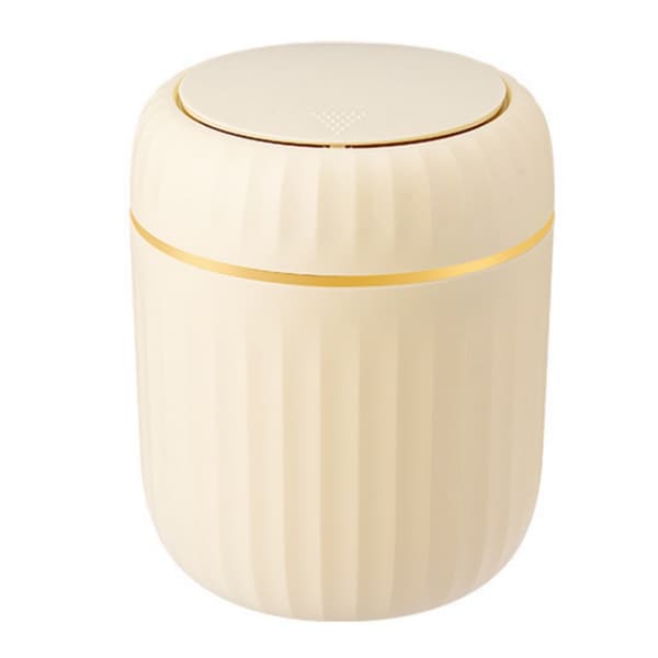 Mini soptunna med trycklock plast beige 16,5x13x13 cm