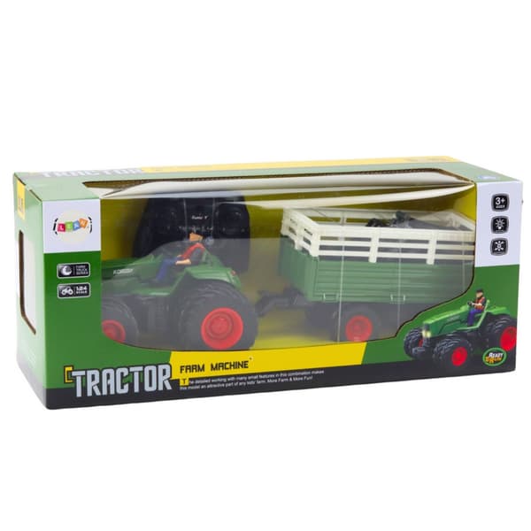 Fjärrstyrd traktor med släp och gafflar 1:24 2.4GHz USB-laddning