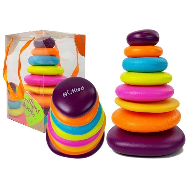 Stablelegetøj ringpyramide 7 ringe blød plast 18+ mdr 25 cm