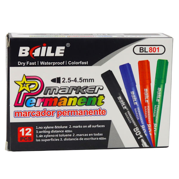 Permanent marker röd vattenfast sned spets 2,5-4,5 mm 1-pack