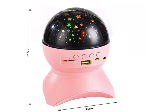 Stjerneprojektor LED med Bluetooth-højttaler rosa 11x13 cm