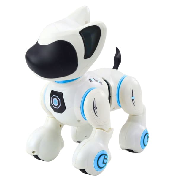 Interaktiv robothund leksak med fjärrkontroll vit 23 cm