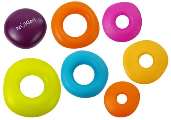 Stapelleksak ringpyramid 7 ringar mjuk plast 18+ mån 25 cm
