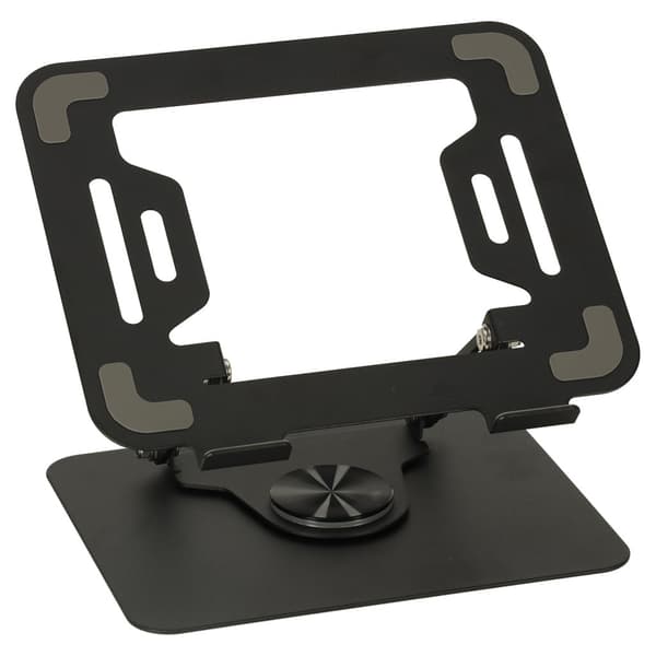 Justerbart laptopstativ i metal 360° roterbart sort 26x22,5 cm