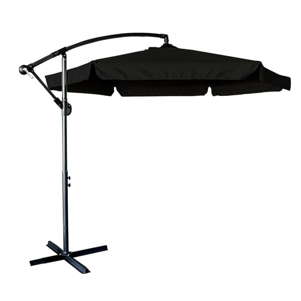 Haveparasol 290 cm sort med håndsving, hældning/højdejustering, overtræk