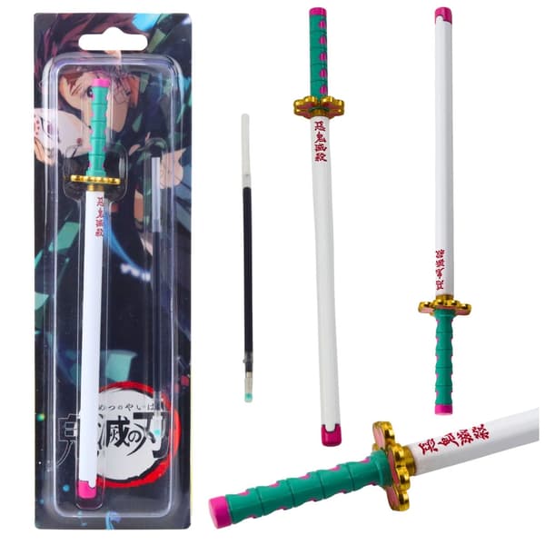 Metalpen katana-design 19,5 cm med sort refill, gaveæske